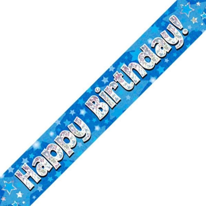 Blue Happy Birthday Foil Banner Star Print