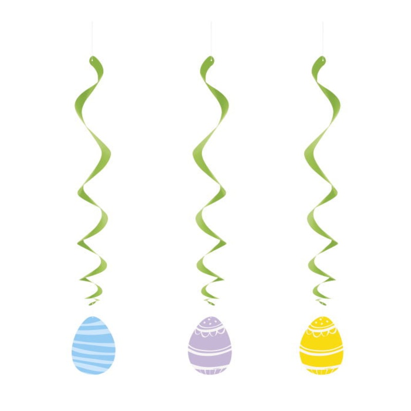 Easter Egg Party Hanging Swirl Decorations Pack of 3