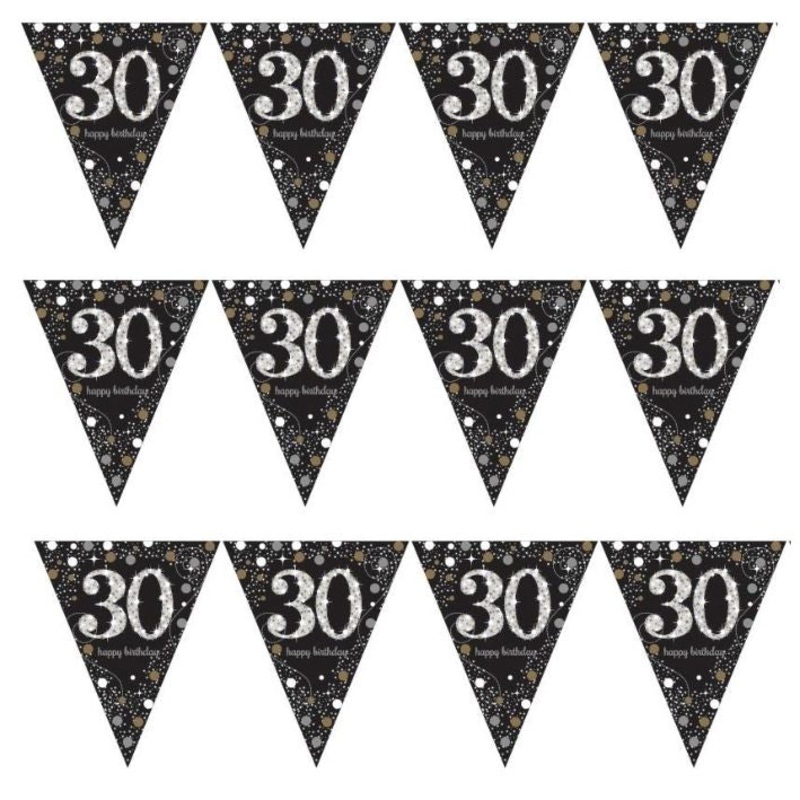 Gold Sparkle 30th Birthday Bunting Flag Banner 4 Metres