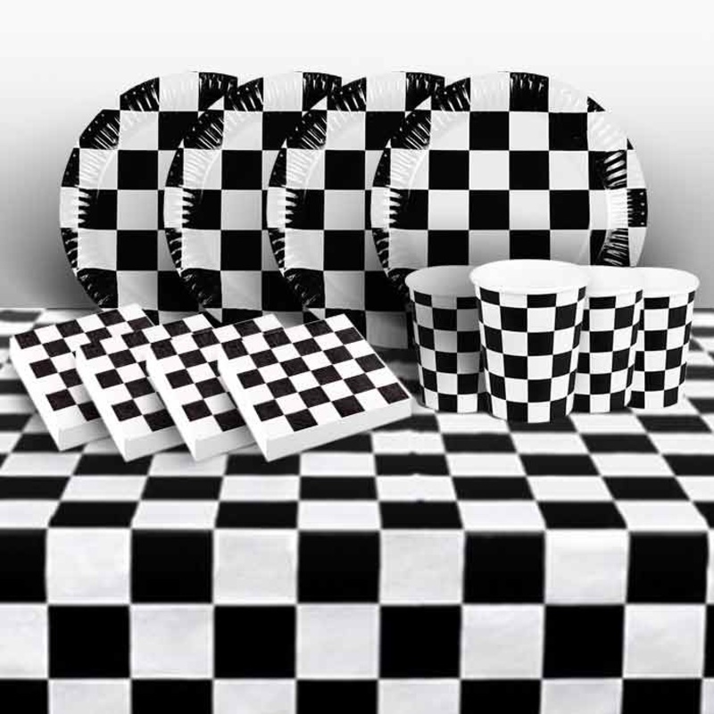 Motorsport Chequered Flag Party Pack: Tableware Party Kit
