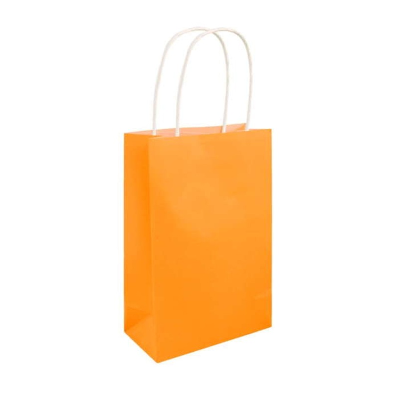 Neon Orange Paper Party Bags with Handles
