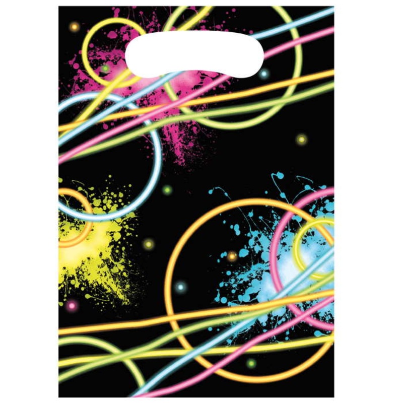 Neon Plastic Party Bags Pack of 8