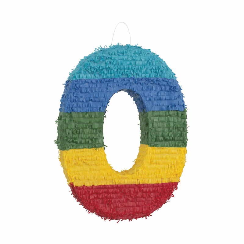 Number 0 Pinata Colourful Stripes
