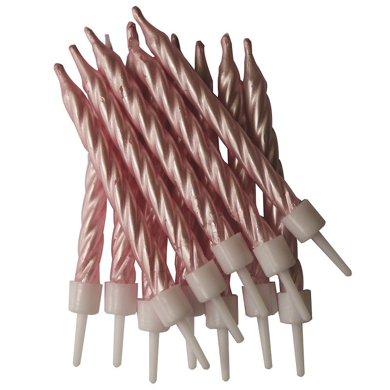 Pearl Pink Birthday Candles Pack of 12