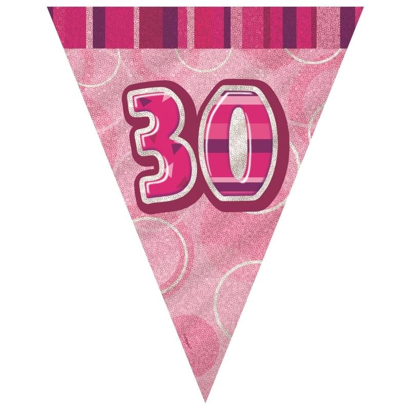 Pink Glitz 30th Birthday Bunting Flag Banner 9ft