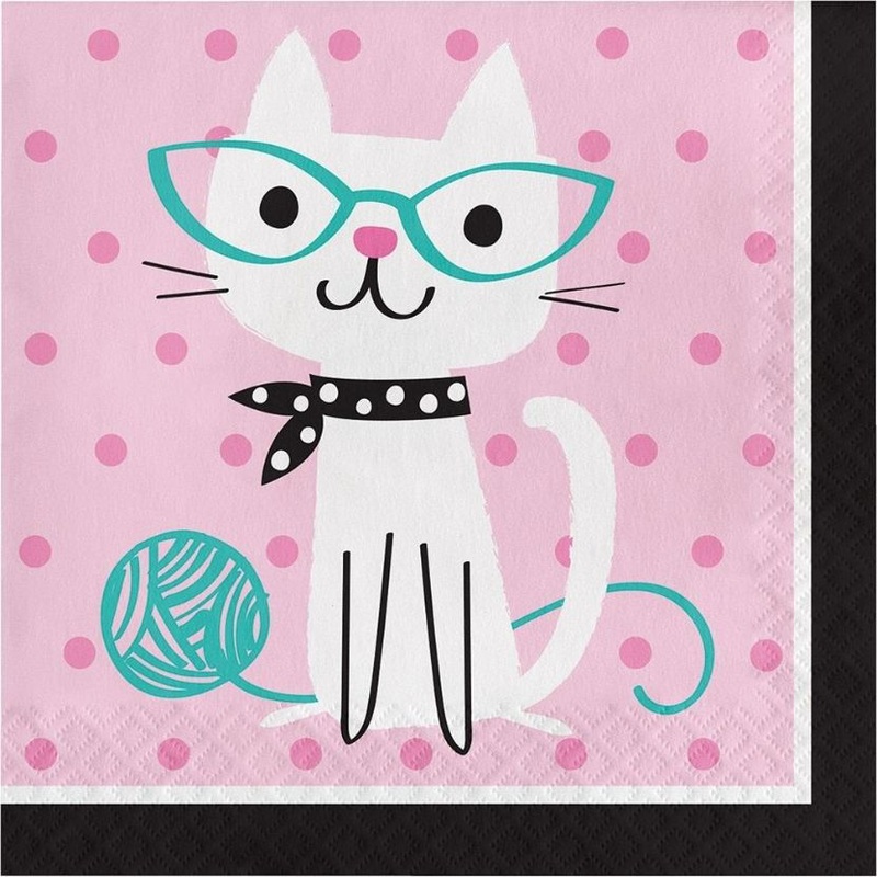 Purrfect Cat Napkins Pack of 16