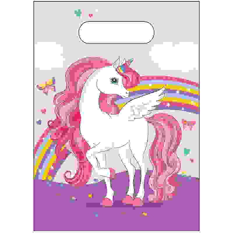 Rainbow Unicorn Party Bags (Plastic) Pack of 6