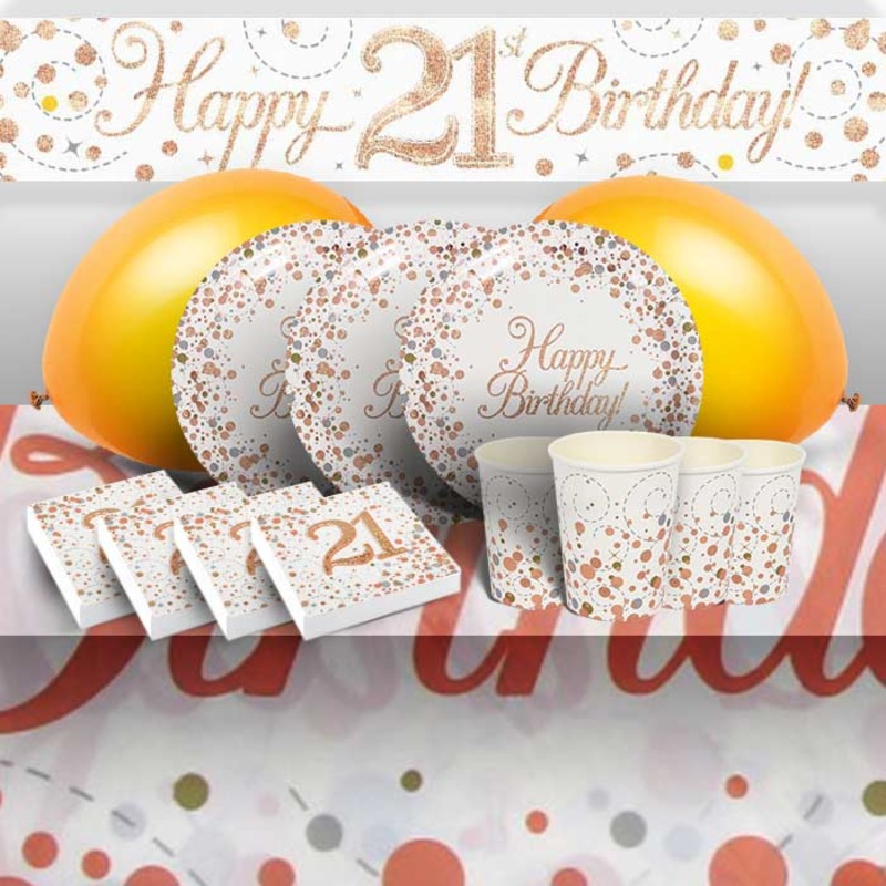 Rose Gold Fizz 21st Birthday Party Pack & Decoration Kit