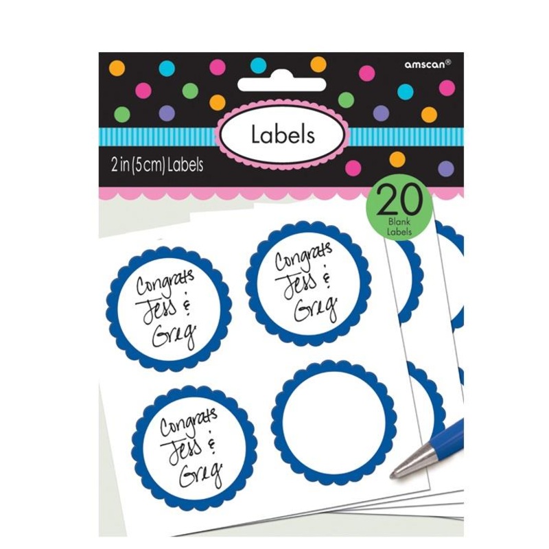 Royal Blue Scalloped Party Favour Sticker Labels Pack of 20