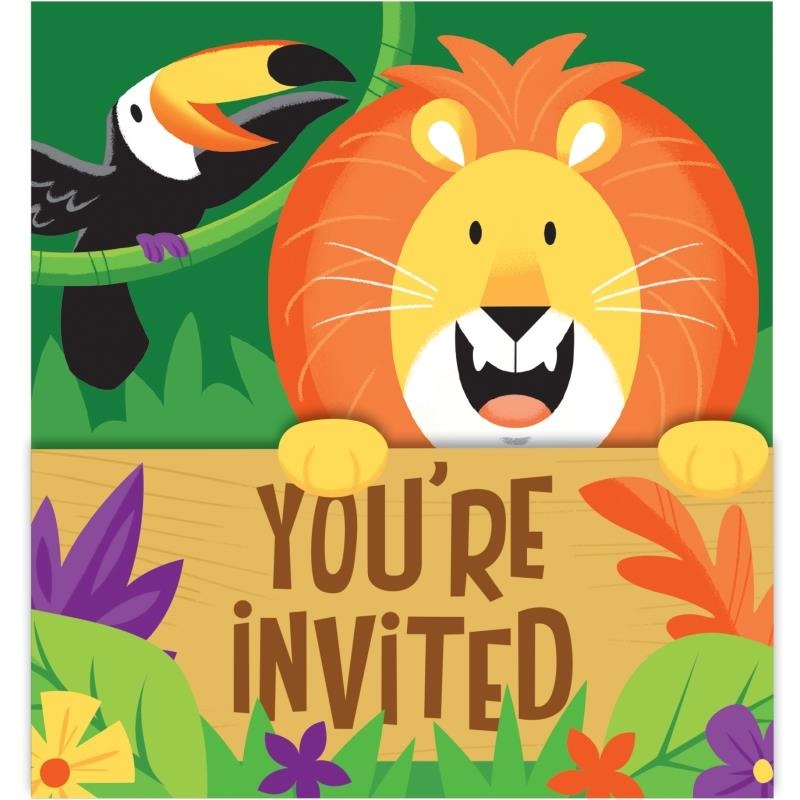 Safari Party Invitations Pack of 8 Invites
