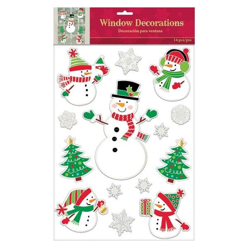 Snowman Christmas Window Stickers 14 Stickers