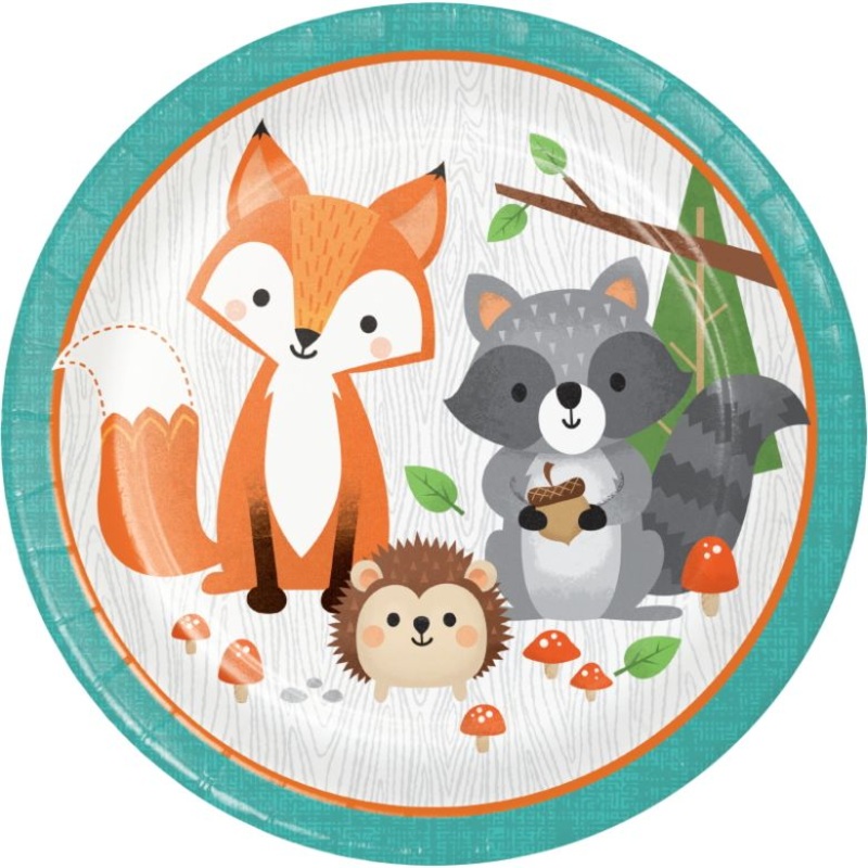 Wild Woodland Animals 23cm Party Paper Plates Pack of 8