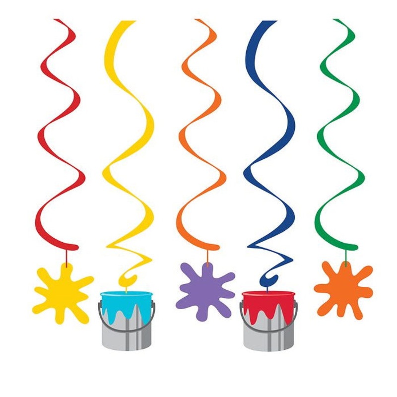 Art Birthday Party Hanging Decorations Pack of 5