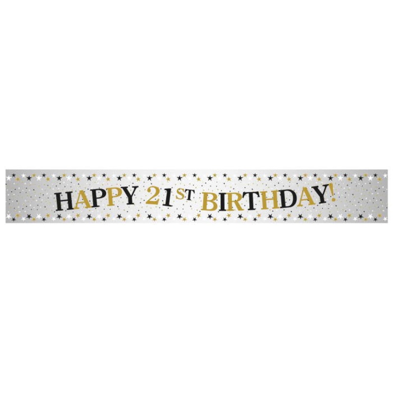 Black and Gold Foil 21st Birthday Banner 2.7 Metres