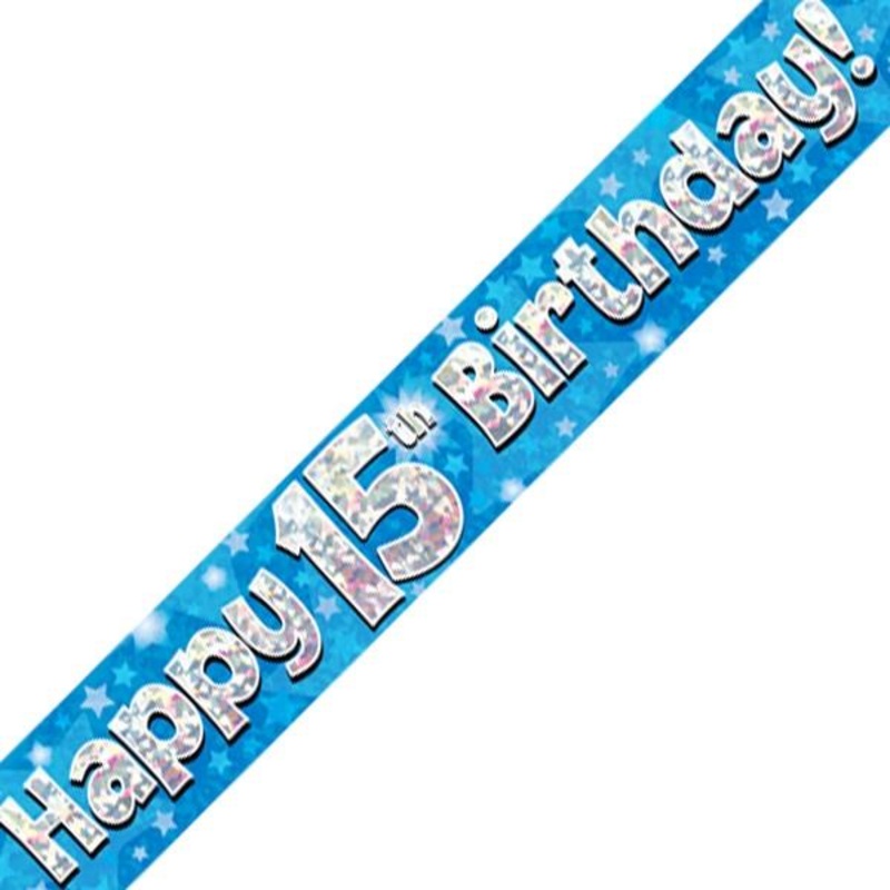 Blue Star Happy 15th Birthday Foil Banner
