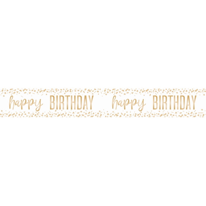 Gold Confetti Happy Birthday Foil Banner 9 ft