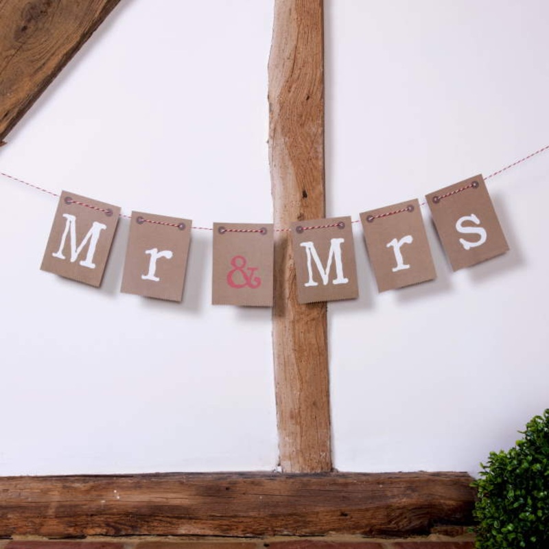 Mr & Mrs Rustic Wedding Bunting for Chairs