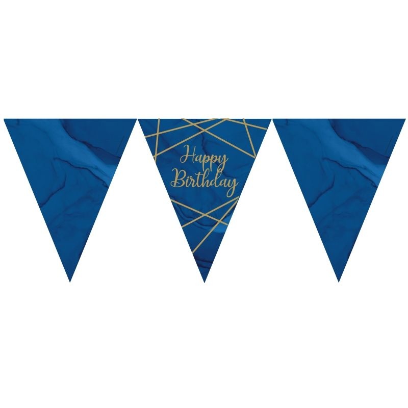 Navy Blue & Gold Geometric Birthday Bunting 3.7 Metres