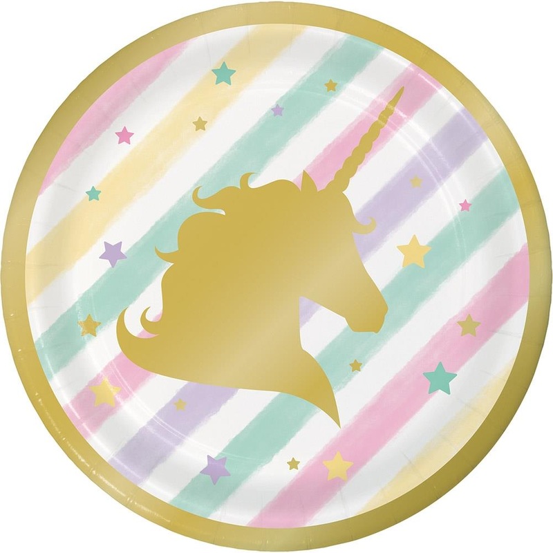 Pastel Unicorn Paper Cake Plates Pack of 8