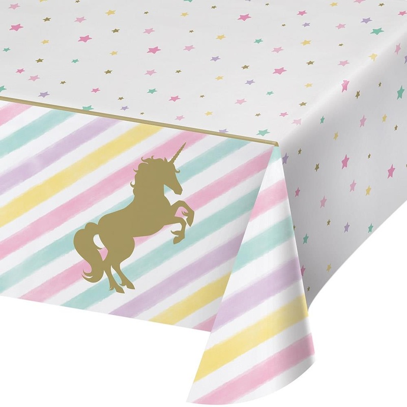 Pastel Unicorn Tablecloth: Plastic Party Tablecover 137 x 274cm