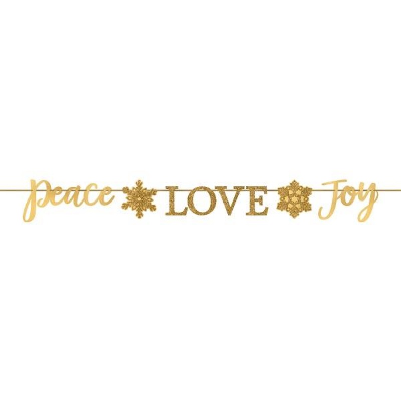 Peace Love Joy Glitter Christmas Banner Decoration