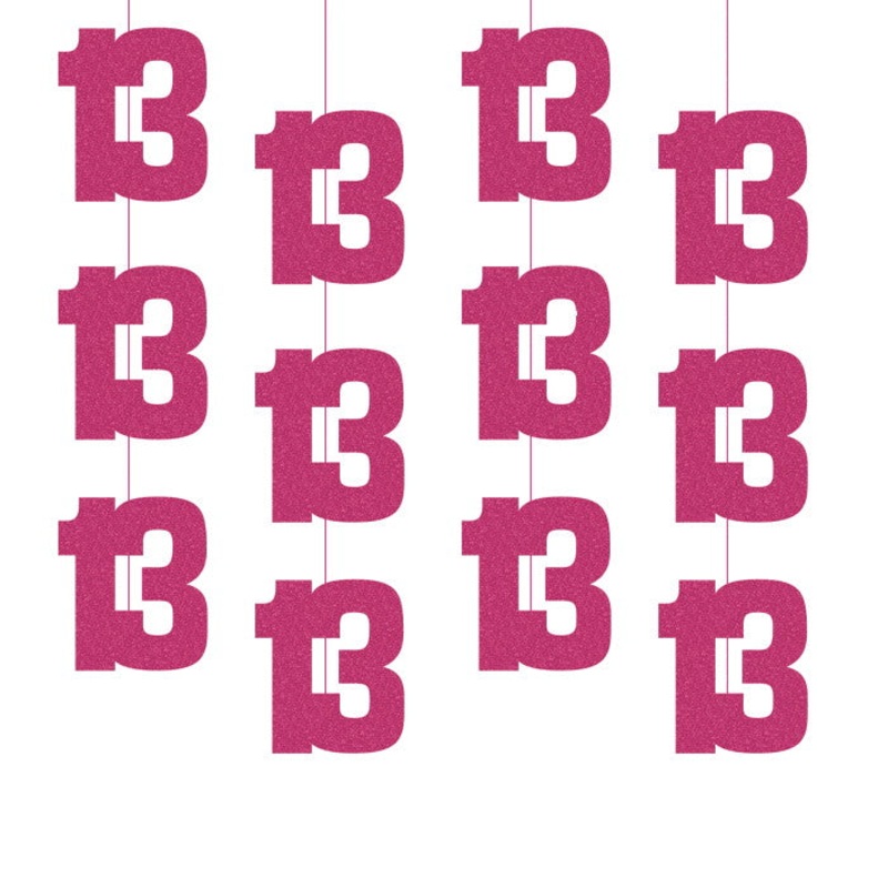 Pink 13th Birthday Hanging String Decorations 6 Pack