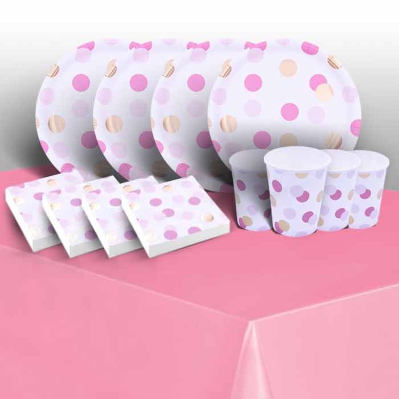 Pink & Gold Dot Tableware Pack: Party Kit