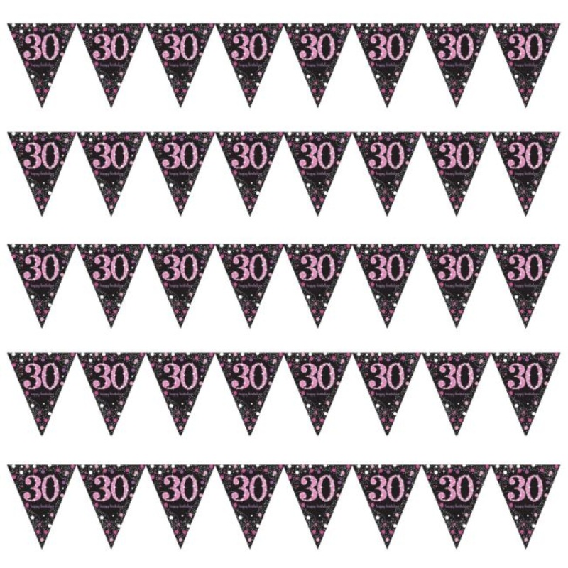 Pink Sparkle 30th Birthday Bunting Flag Banner 4 Metres