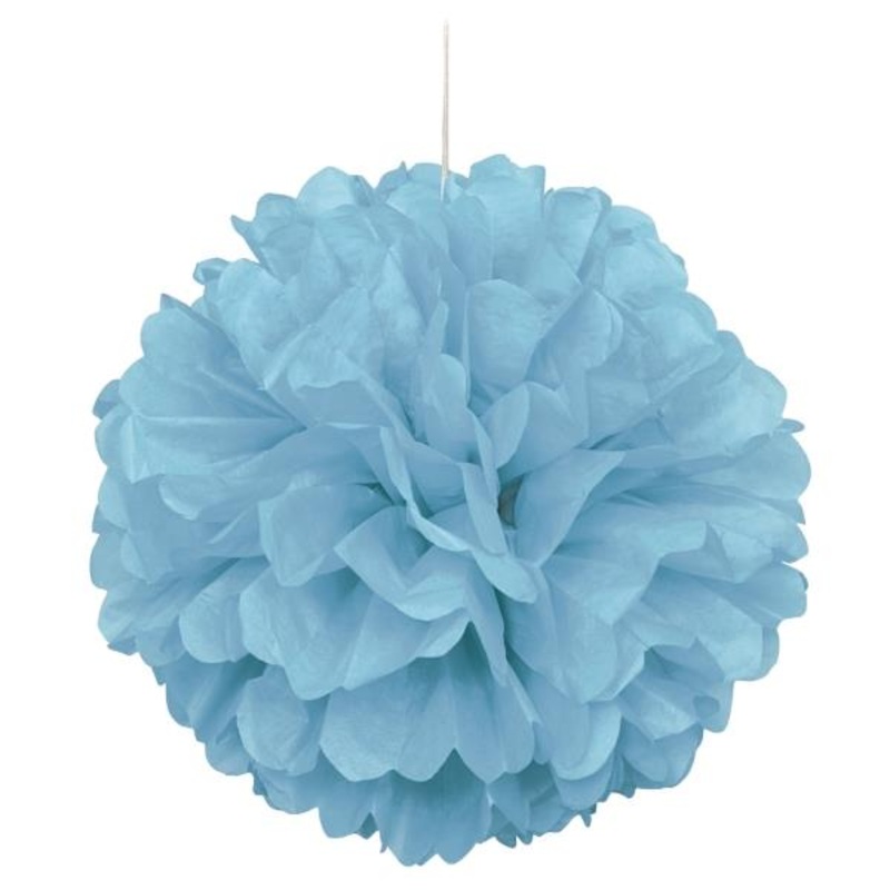 Powder Blue Puff Ball Party Hanging Decorations 16 inch