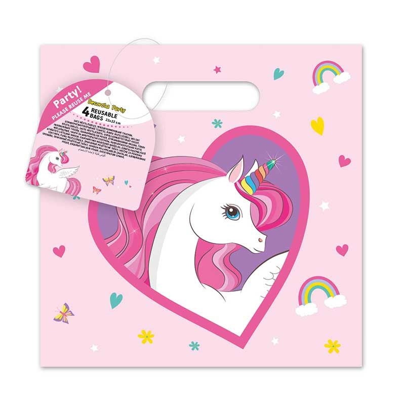 Reusable Rainbow Unicorn Party Bags Pack of 4
