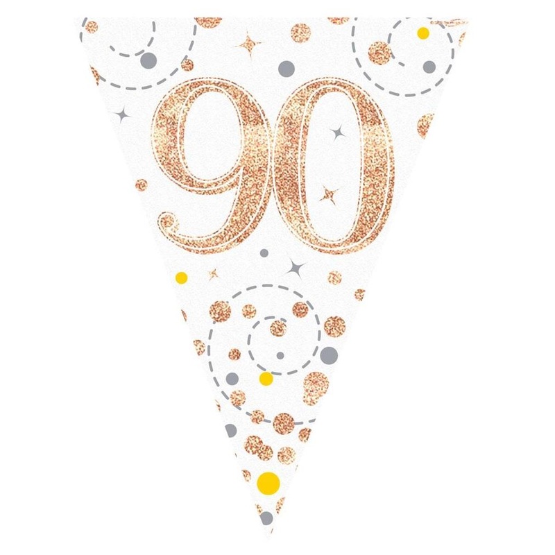 Rose Gold 90th Bunting Birthday Decoration 3.9 Metres