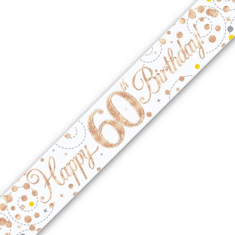 Rose Gold Confetti Happy 60th Birthday Foil Banner 2.7 Metres