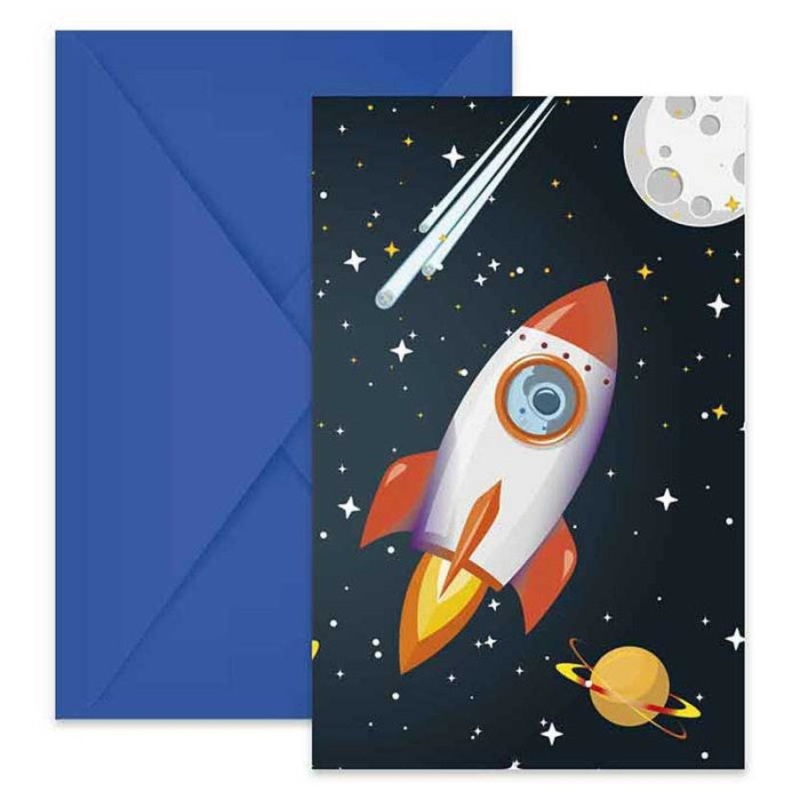 Space Themed Birthday Invitations Pack of 6 Invites