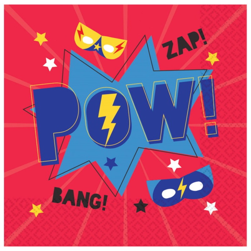 Superhero Party Napkins Pack of 16 Serviettes