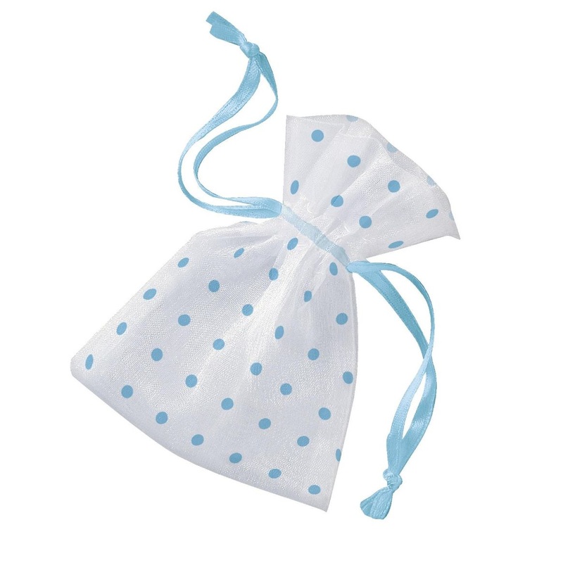 Baby Blue Dot Wedding Organza Bags Pack of 6