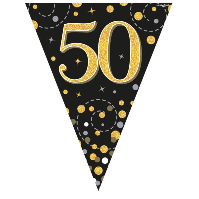Black & Gold 50th Birthday Bunting Decoration