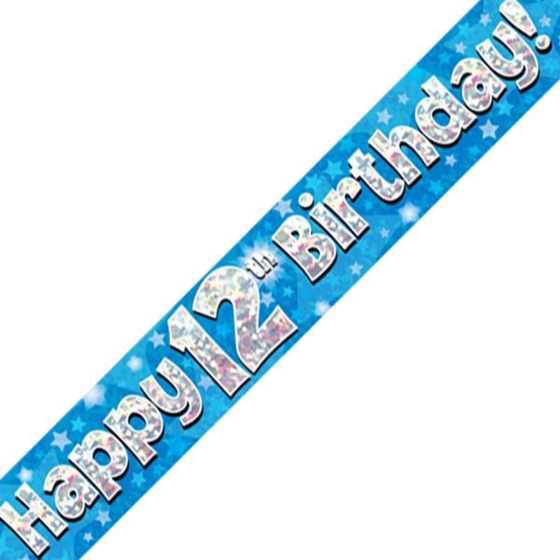 Blue Star Happy 12th Birthday Foil Banner