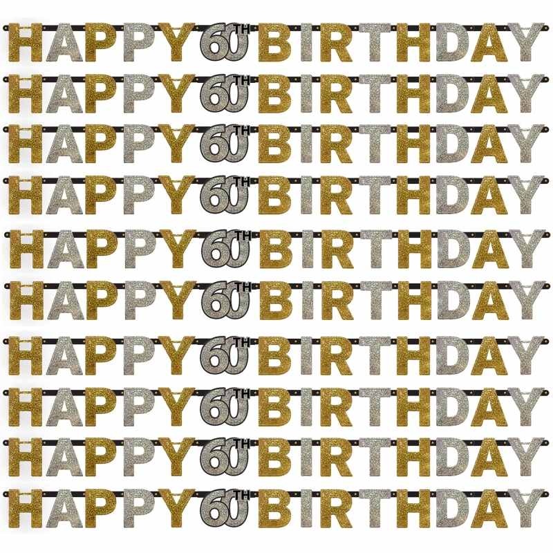 Gold Sparkle 60th Birthday Paper Letter Banner