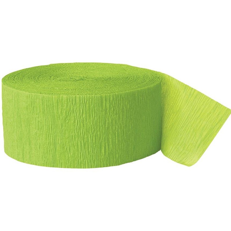 Lime Green Streamers: Paper Crepe Streamers 24 metres