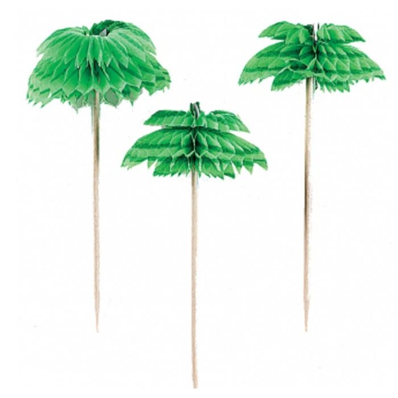 Palm Tree Honeycomb Party Cake Picks Decorations Pack of 12
