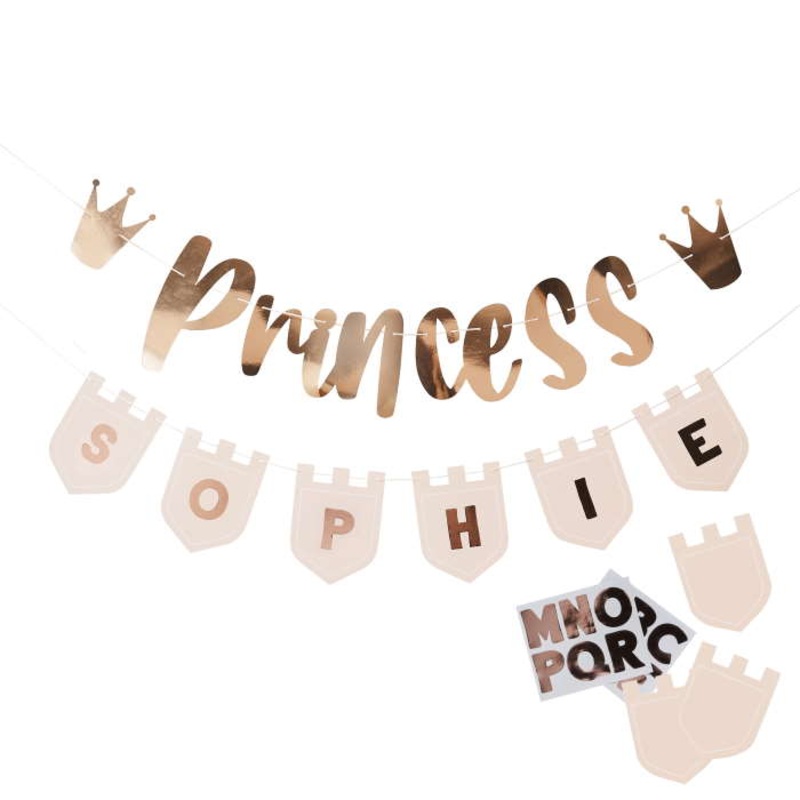 Personalised Princess Birthday Banners with Stickers - Pack of 2