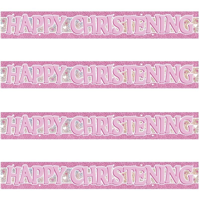 Pink Christening Foil Banners 3.6 Metres