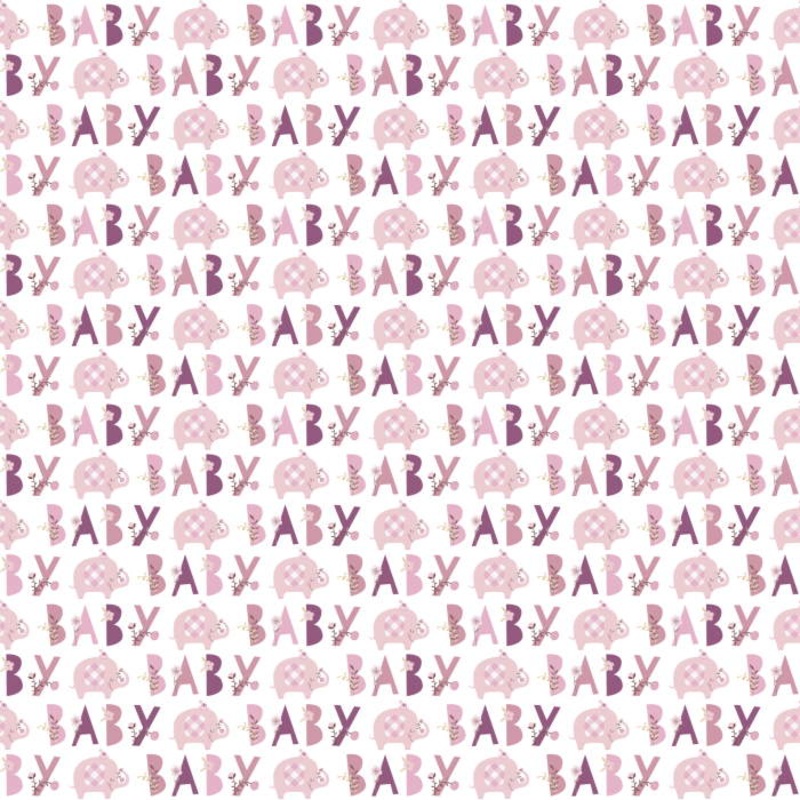 Pink Floral Elephant Baby Shower Gift Wrap Roll