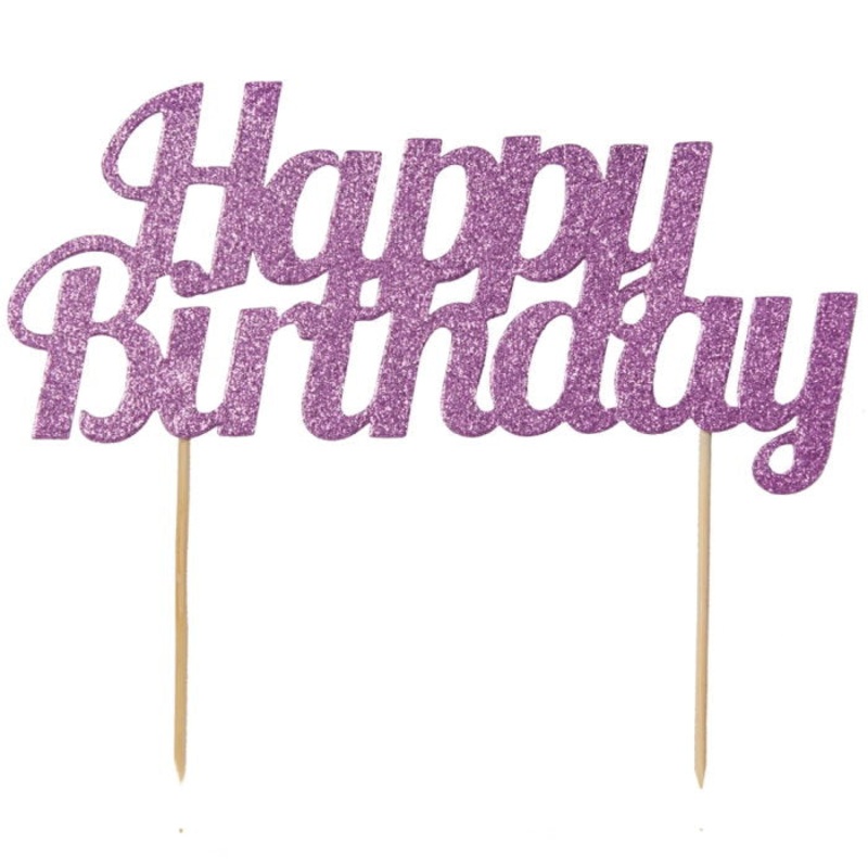 Pink Happy Birthday Cake Topper Decoration