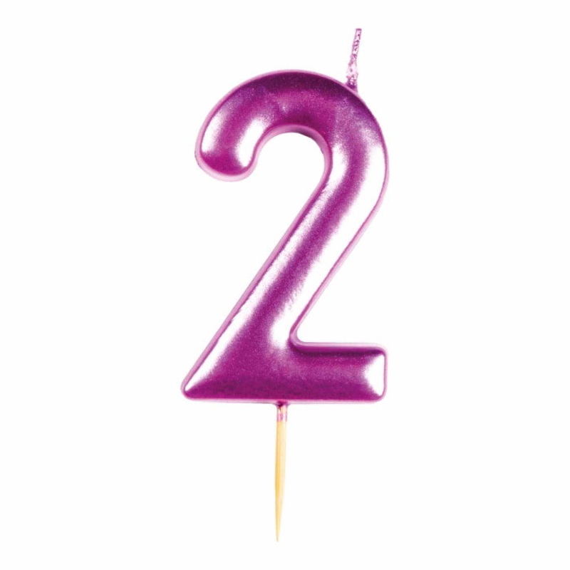 Pink Metallic Number 2 Cake Candle