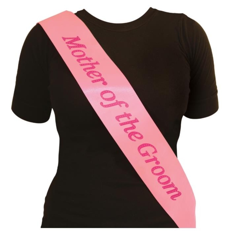 Pink Mother of the Groom Sash with Pink Text