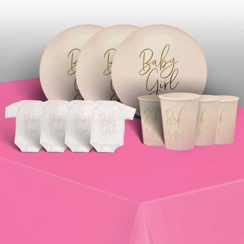 Pink Ombre Baby Girl Tableware Party Pack