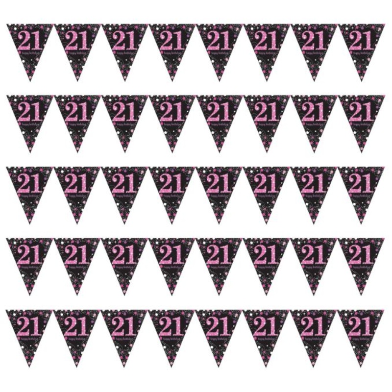 Pink Sparkle 21st Birthday Flag Banner 4 Metres