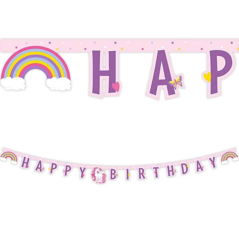 Rainbow Unicorn Birthday Banner 2 metres