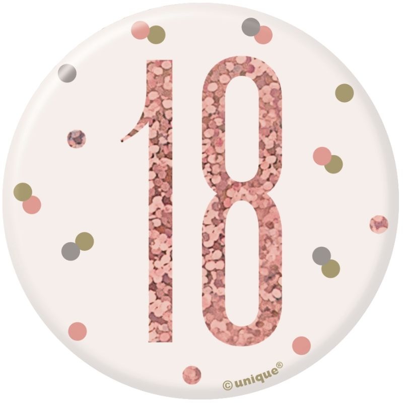Rose Gold 18th Birthday Badge 7cm